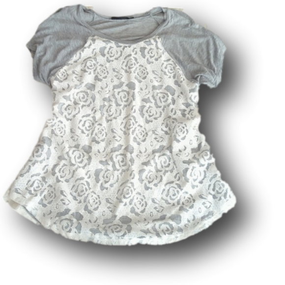 Ringer style tee with lace overlay and back detail - Picture 1 of 5